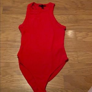 Bright red bodysuit